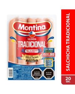 Salchicha Tradicional 20 unidades, 1 kg